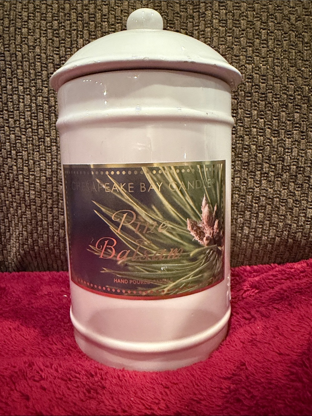 Chesapeake Bay White Ceramic Lidded Jar Candle — Pine Balsam Scent
